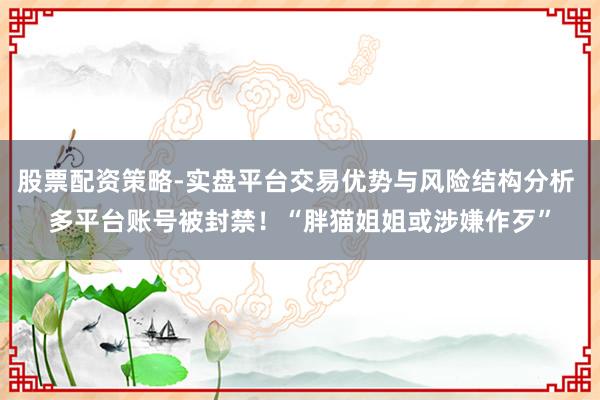 股票配资策略-实盘平台交易优势与风险结构分析 多平台账号被封禁！“胖猫姐姐或涉嫌作歹”